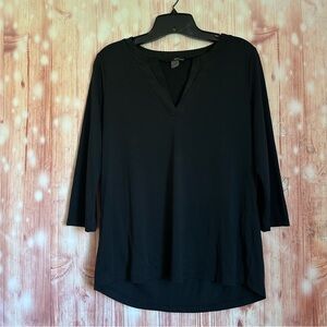 Renuar Black V Neck 3/4 Sleeve T Shirt